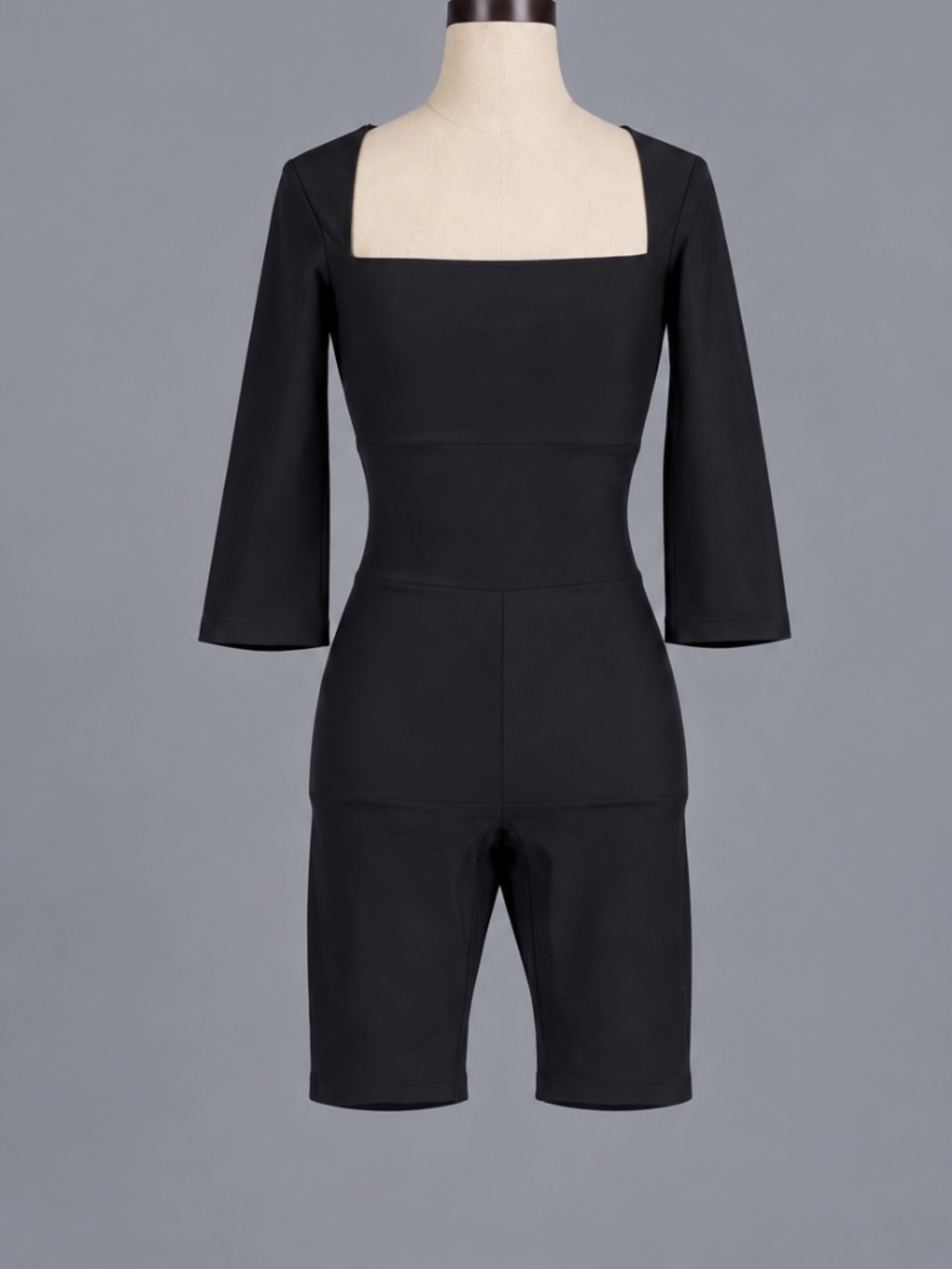 Manola Black Square Neck Open Back Romper Size S